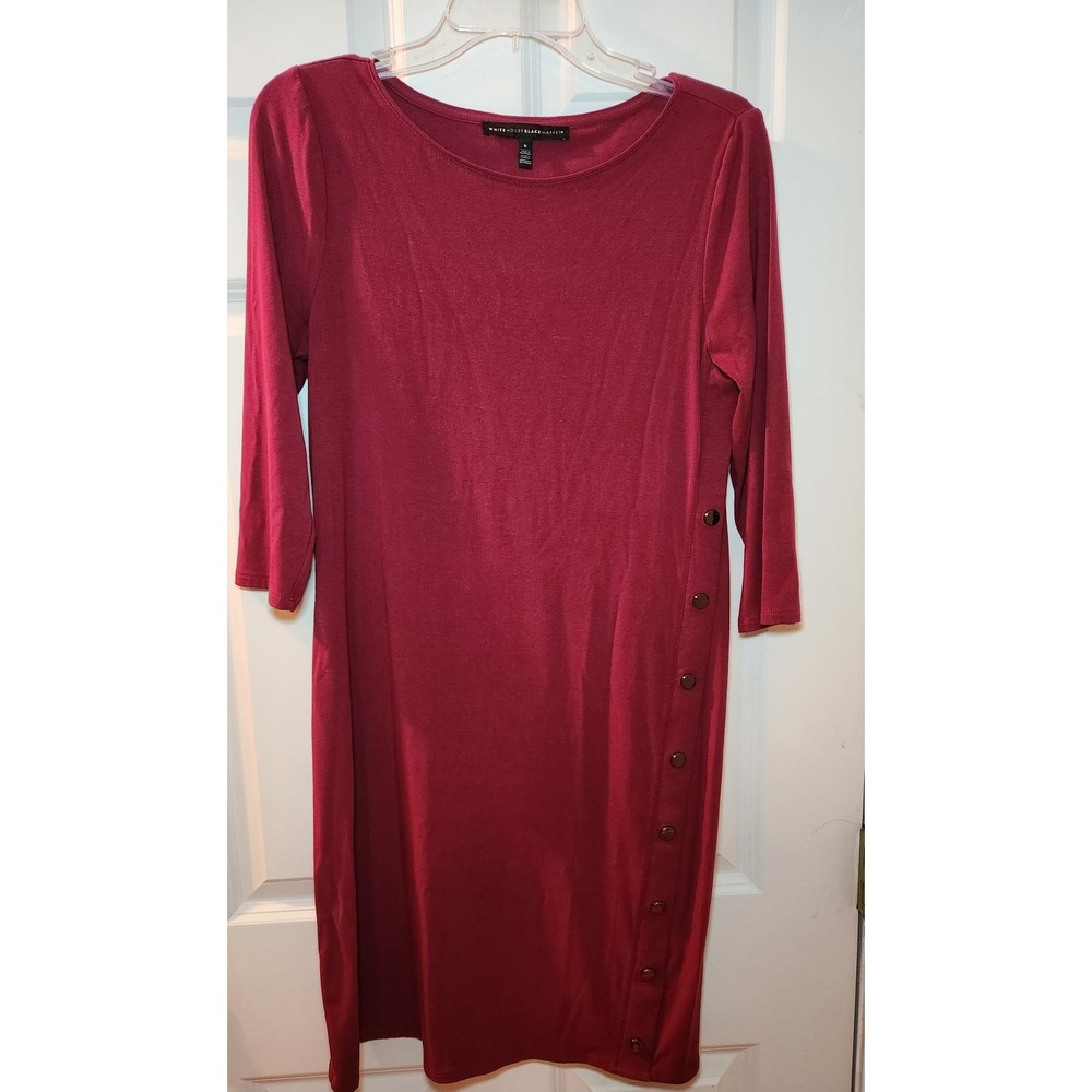 White House‎ Black Market Burgundy Bodycon Sheath Dress Womens Small Knee Length